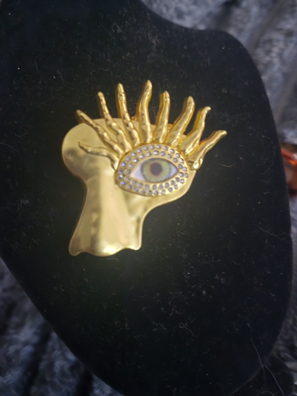 Schiaparelli Inspired Gold-Tone Evil Eye Sunburst Brooch - Women's Jewelry